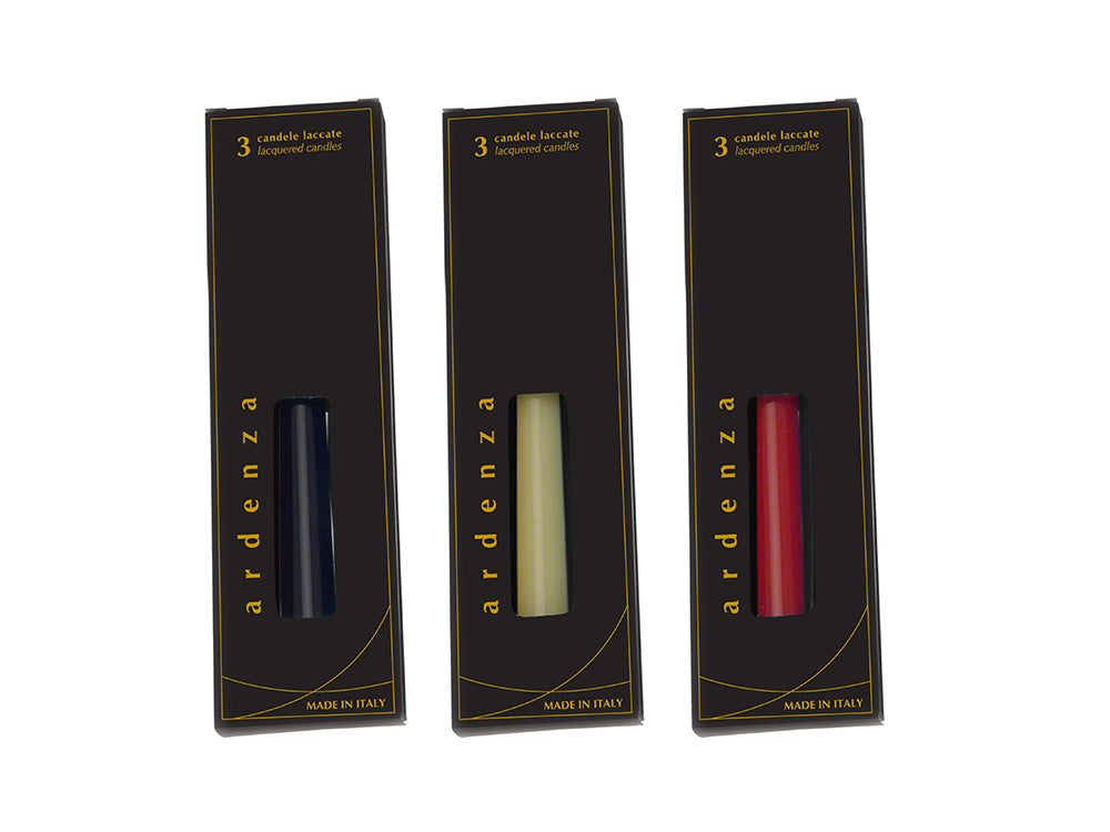 SET 3 CANDELE CONICHE LACCATE H. 250 MM