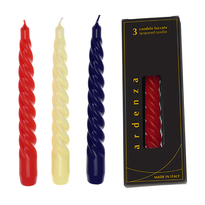 SET 3 CANDELE TORTIGLIONE LACCATE H. 200 MM