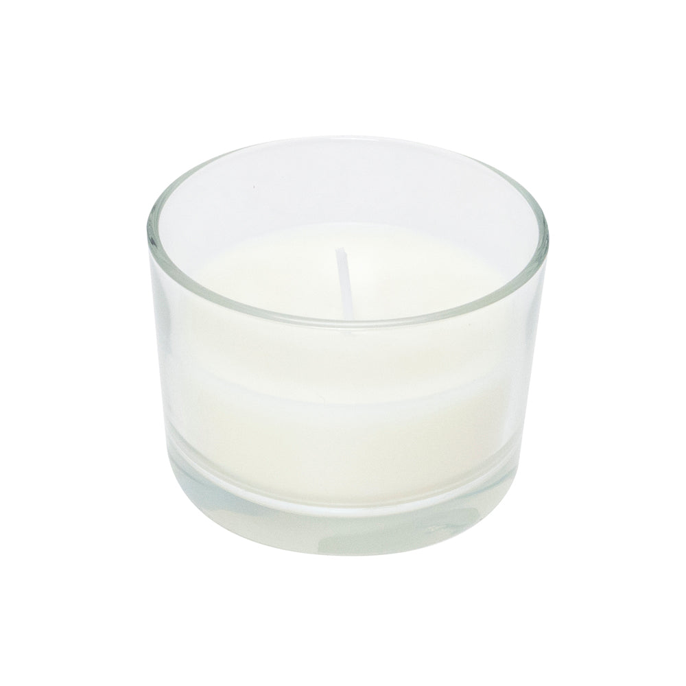 CANDELA BIANCA IN VETRO SENZA PROFUMO
