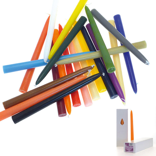 SET 12 CANDELE CONICHE COLORATE H 250 MM